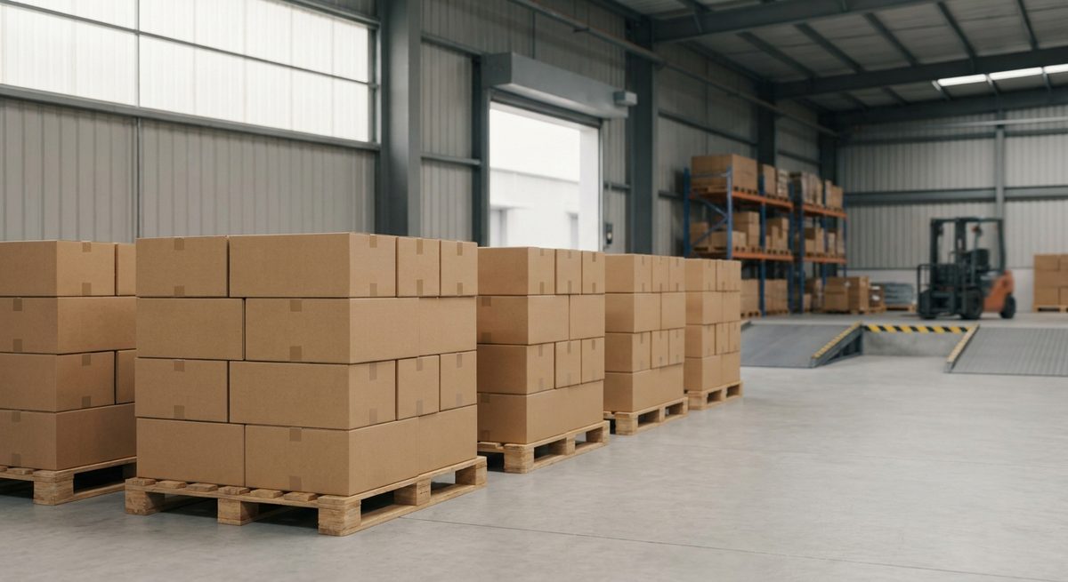 How to Import from China: A Step by Step Buyer Guide - Palletised export cartons staged at a warehouse loading dock
