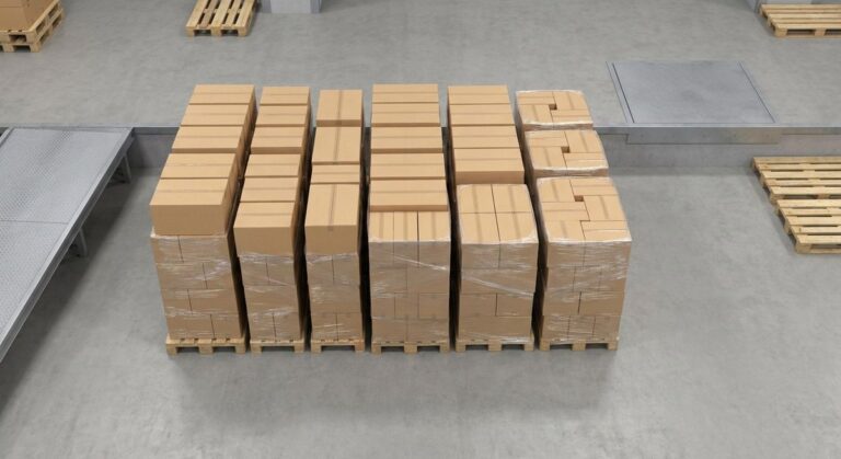 Laptop Docks from China: The Problems Buyers Actually Hit - Palletised export cartons staged at a warehouse loading dock